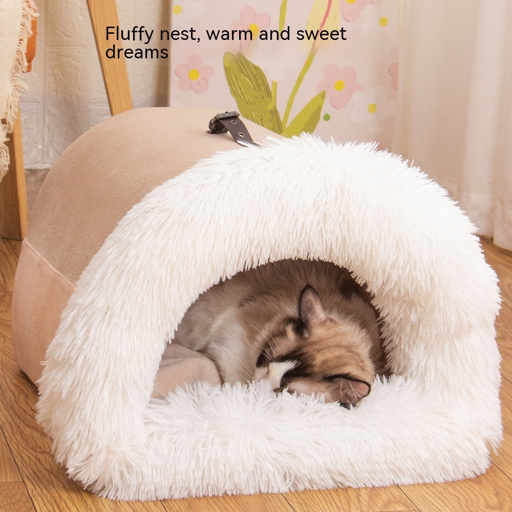 Portable Pet Nest Long Fur Bed - Smoothy Paws